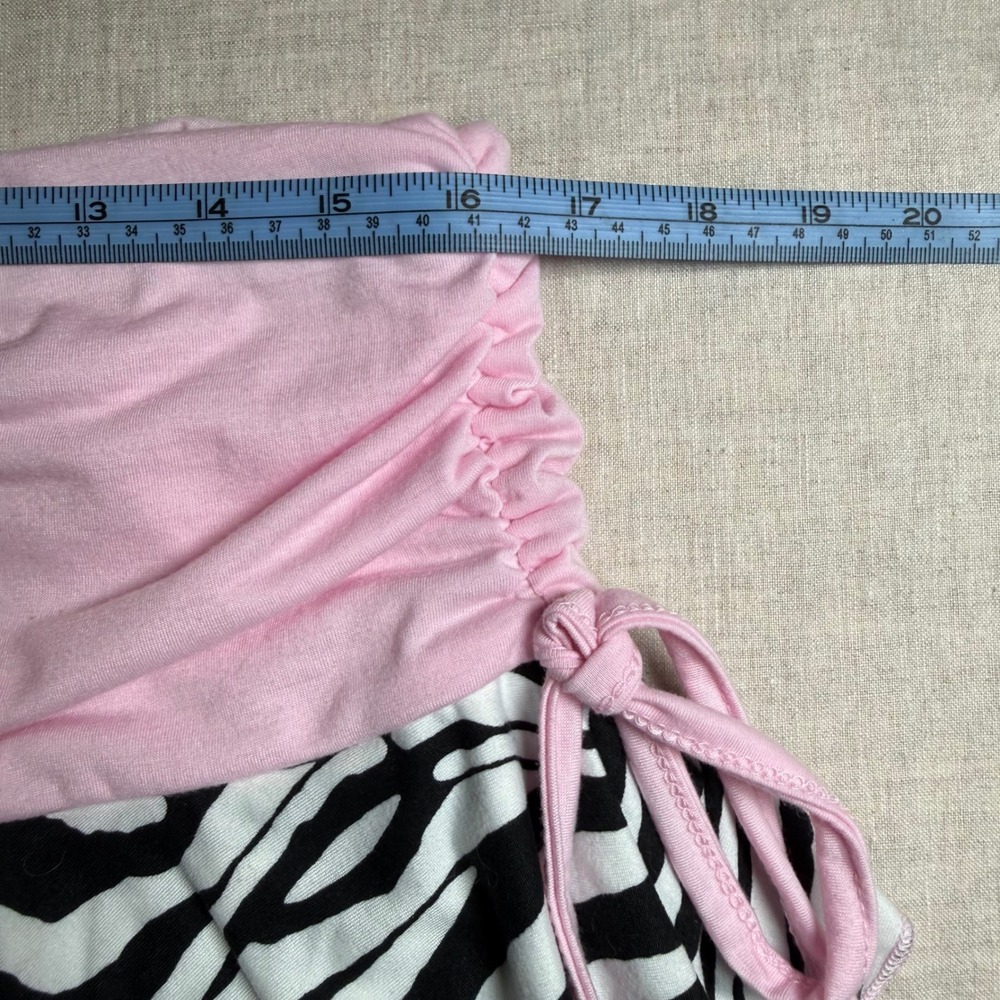 Romwe Zebra Halter Skirt Set Womens 1XL Pink NEW Y2K Ruffle Lace Trim - Picture 6 of 9
